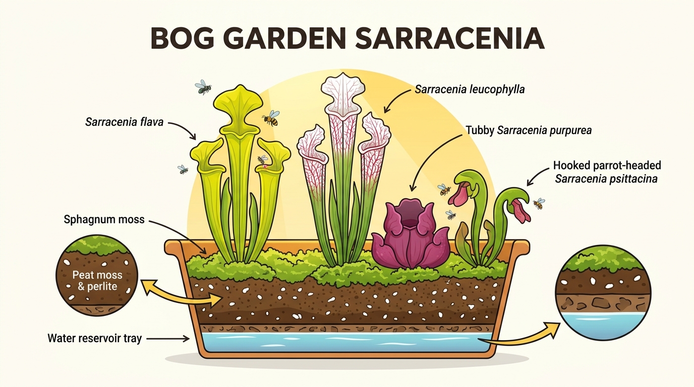 Mengenal 11 Spesies Sarracenia Asli Amerika & Rahasia Membuat Bog Garden Terbuka