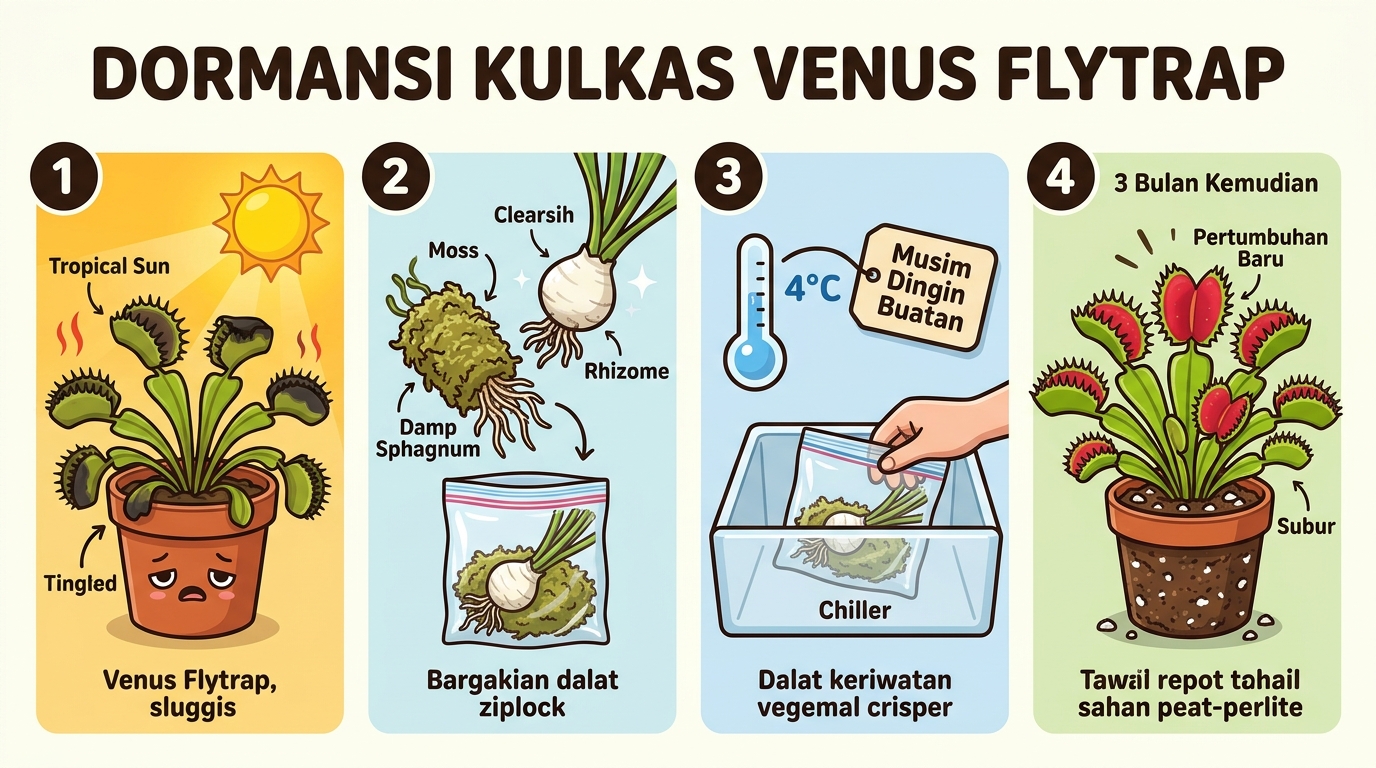 Panduan Lengkap Dormansi Kulkas (Fridge Dormancy) Dionaea di Iklim Tropis