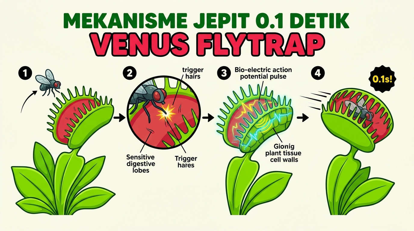 Fisiologi Aksi Kinetis 0.1 Detik Venus Flytrap & Rahasia Rambut Pemicu