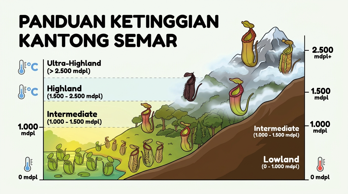 Daftar Kantong Semar Beserta Ketinggian Pemeliharaannya